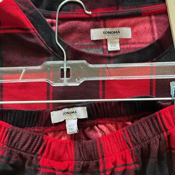 Sonoma XXL ladies plush buffalo plaid red/black pajama set -Pants and top soft! - Picture 3 of 10
